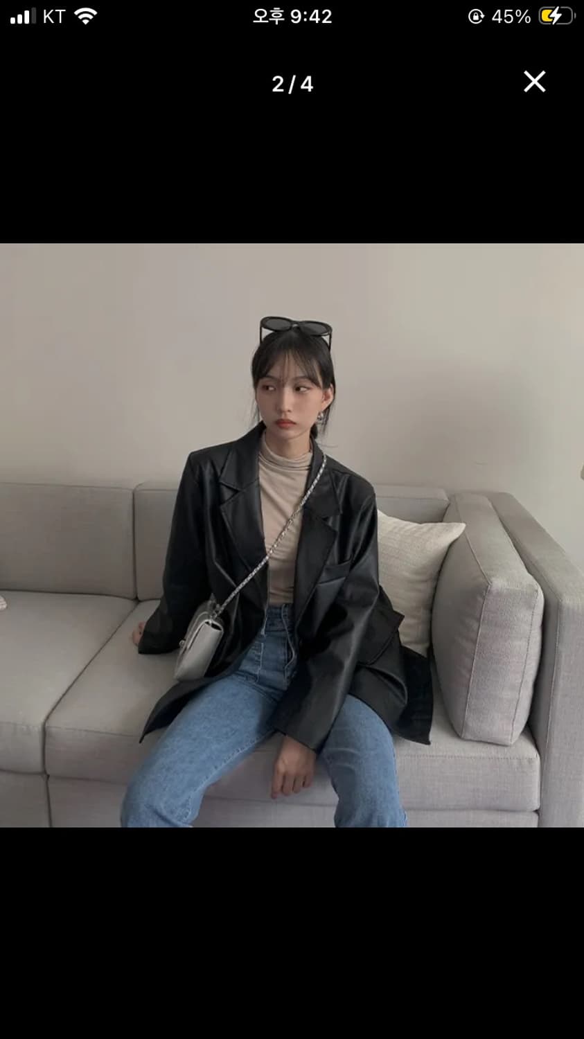 에이블리 비건 오버핏 가죽 자켓 블랙 상품이미지1