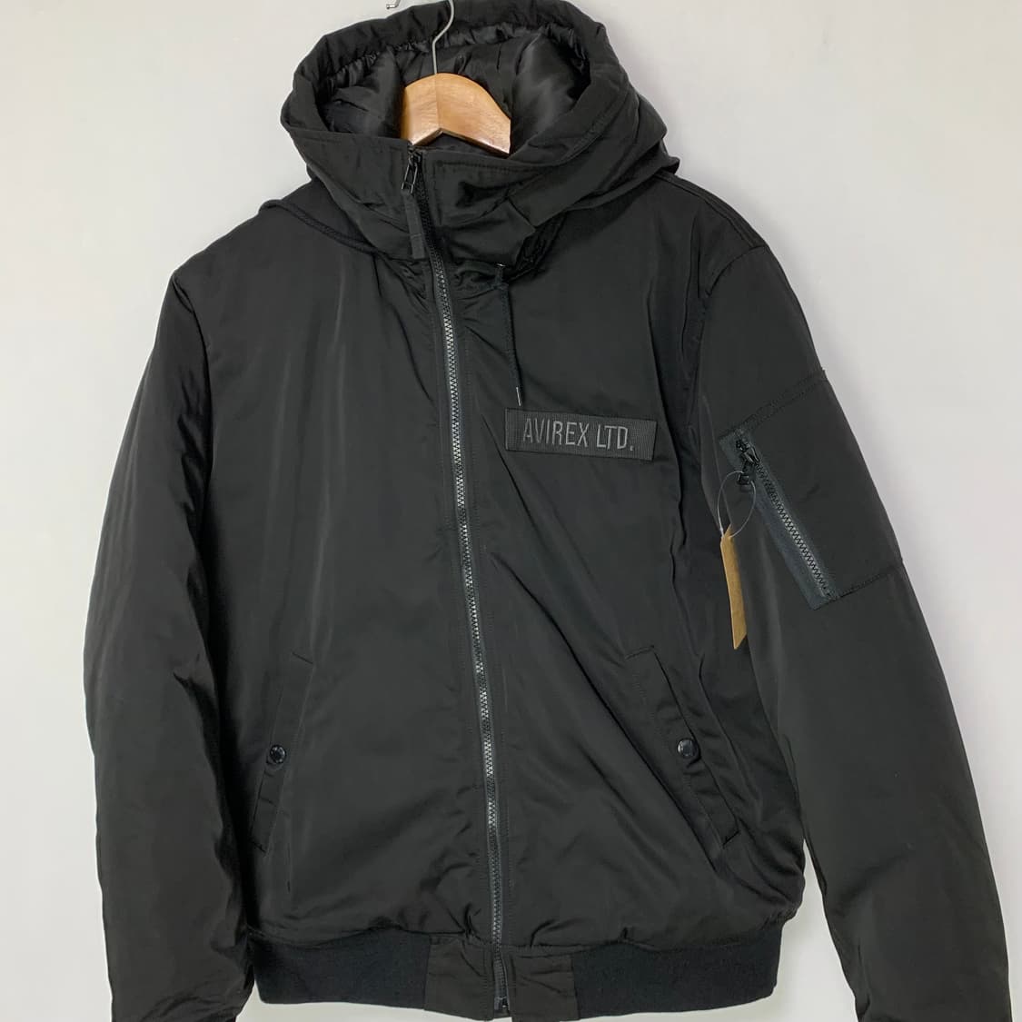 아비렉스 빈티지 후드 패딩 블랙 봄버 점퍼 L 상품이미지2