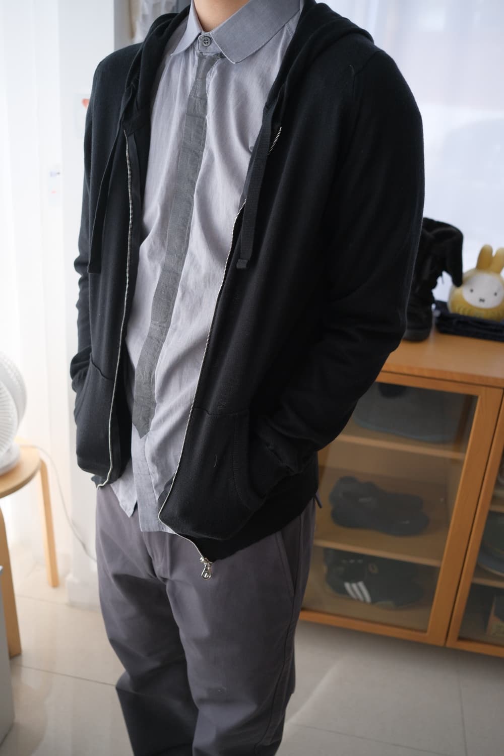 Cotton knit hood zip-up 상품이미지4