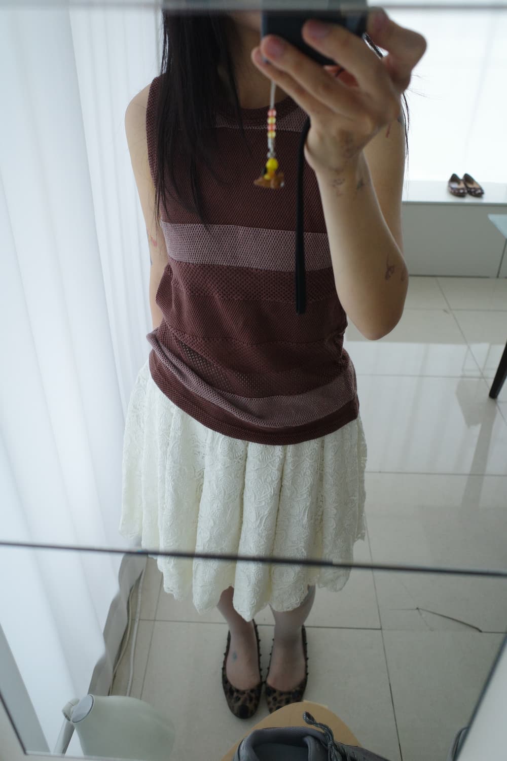 Mesh stripe sleeveless 상품이미지4