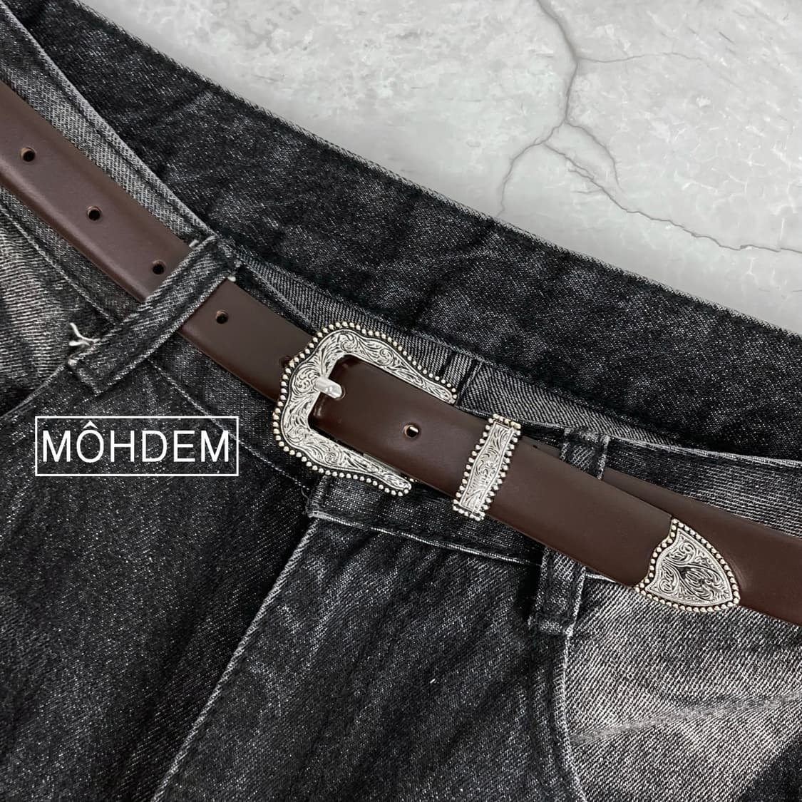 [Uinsex] 클래식 웨스턴 이태리가죽 벨트 브라운 상품이미지5