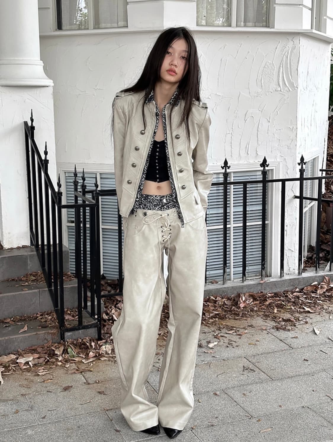 테스트메커니즘 Leopard Layer Punk Leather Pants 상품이미지2