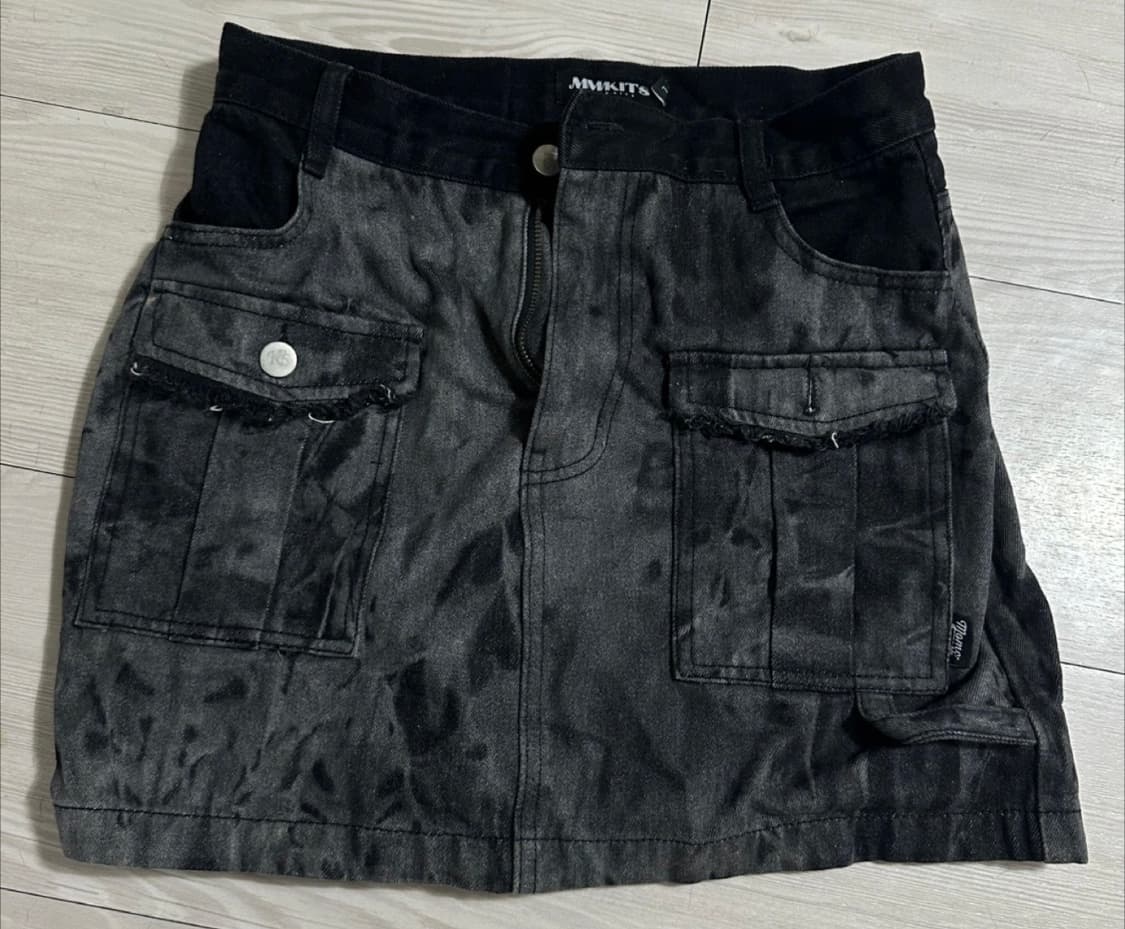 MMkits 흑청 데님 미니 스커트 상품이미지2