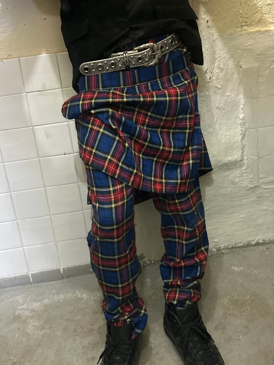 *rare design* 2000s 펑크 타탄체크 본디지 팬츠 상품이미지4