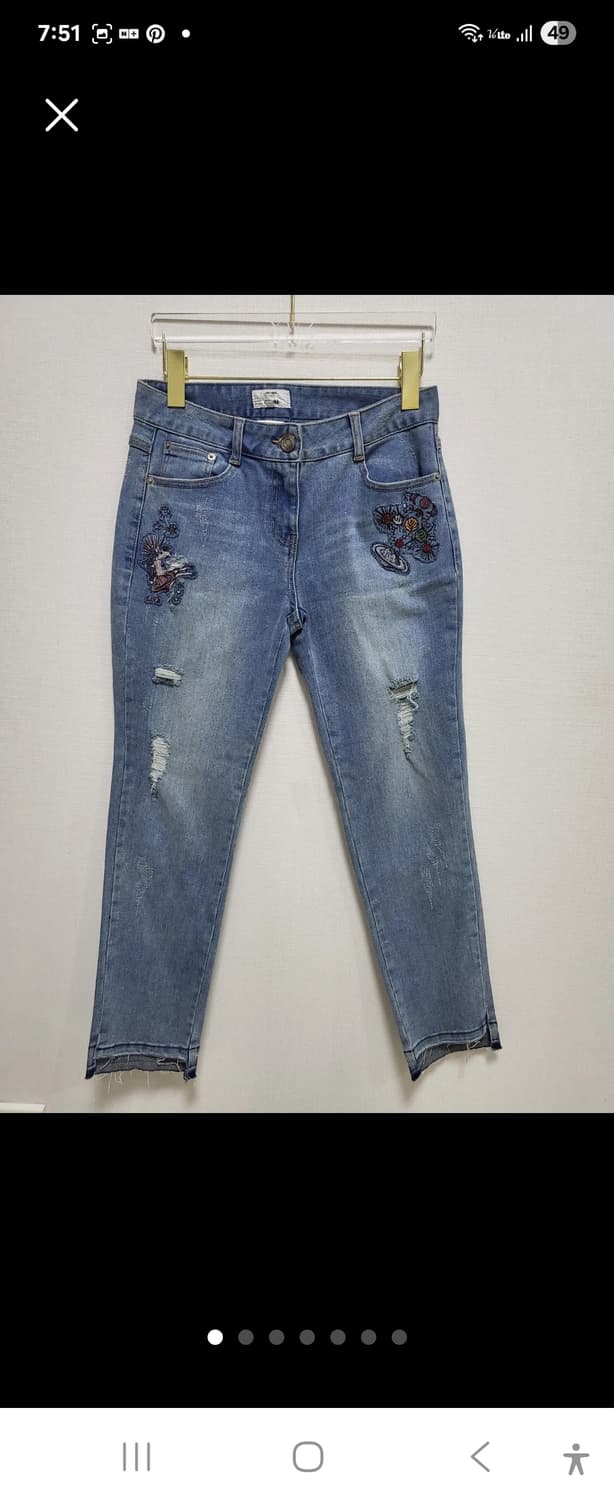 특가!오브제 자수  데님 청바지 M 55-66 상품이미지1