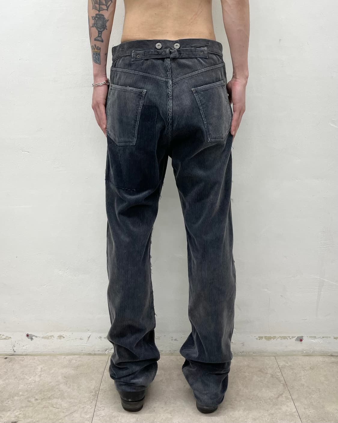 Patchwork washed corduroy navy pants 상품이미지3