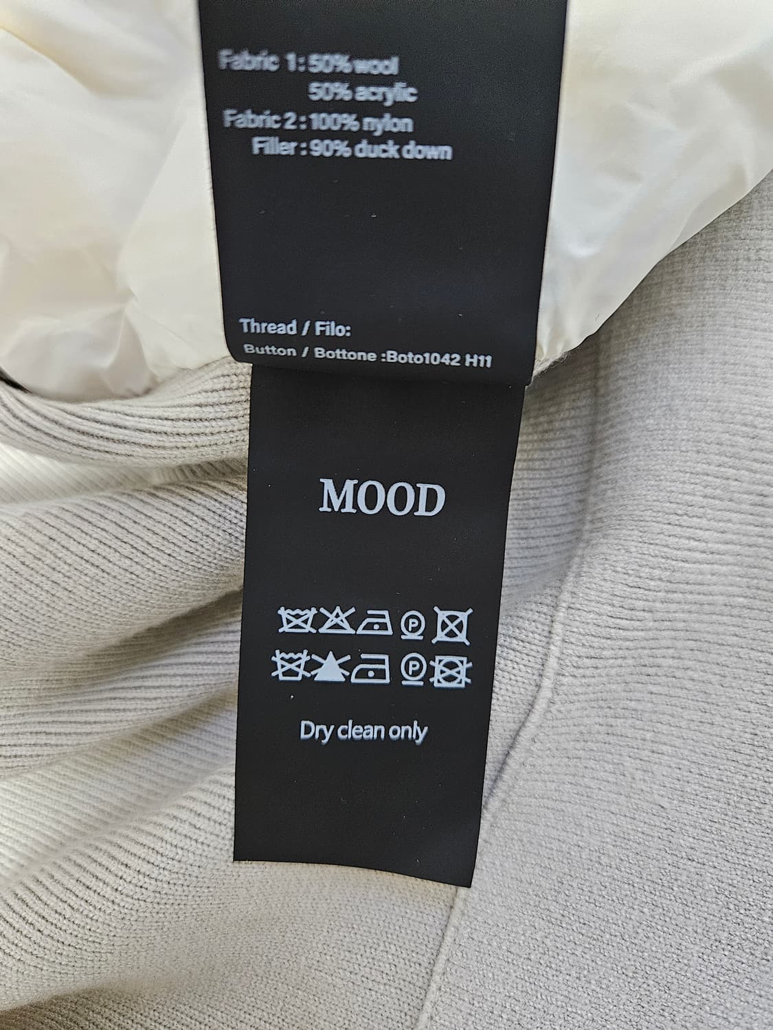 MOOD 무드 화이트 패딩 니트집업 자켓 울 덕다운 자켓 M 상품이미지5