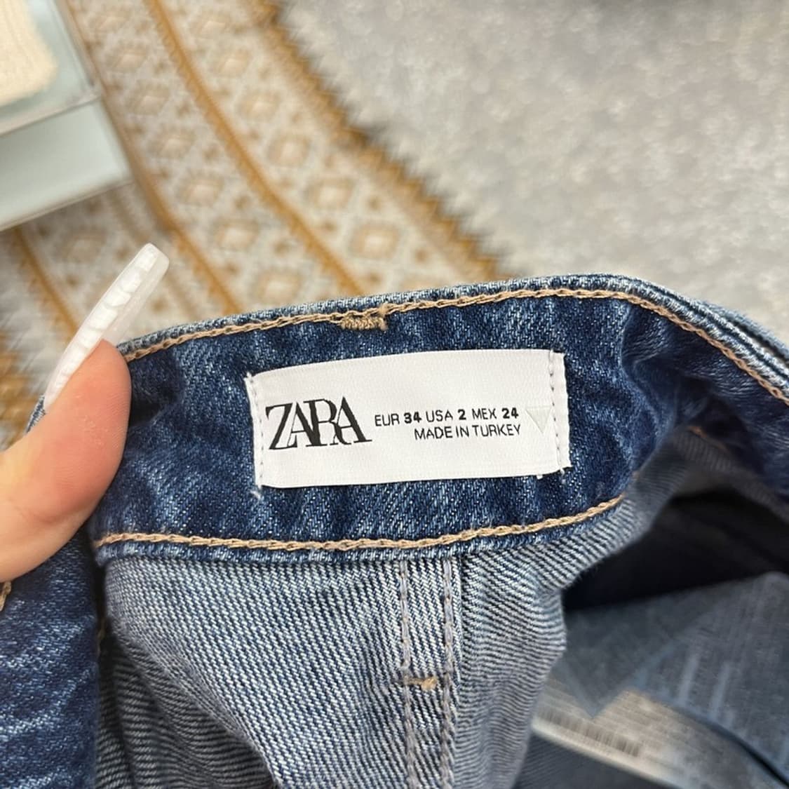 자라 핀터걸 미드라이즈 벨티드 데님 카고팬츠 26인치 C10726 상품이미지5