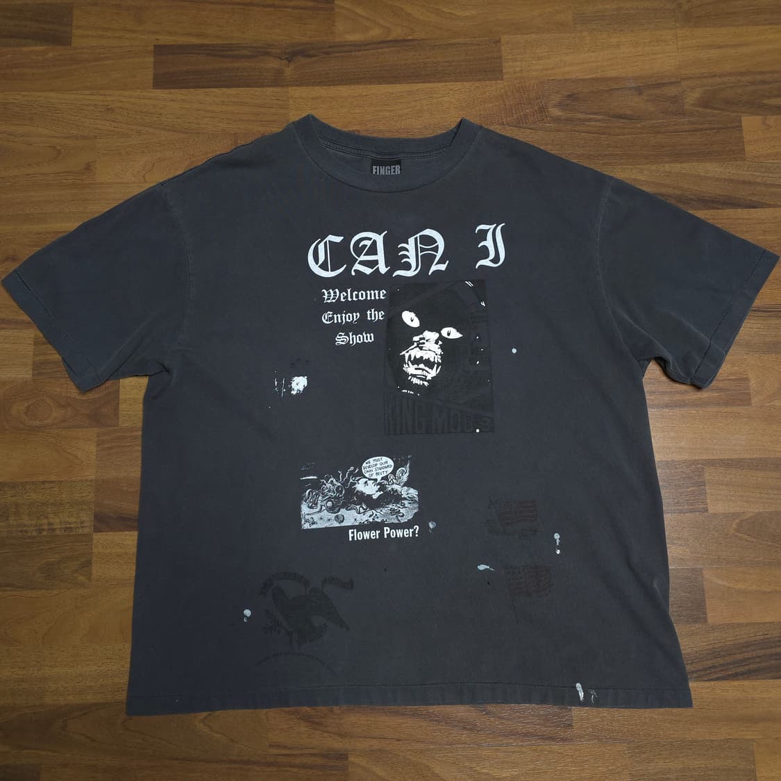 [3]도넛리벤지 can i 빈티지 티셔츠 핑거프레스 상품이미지1