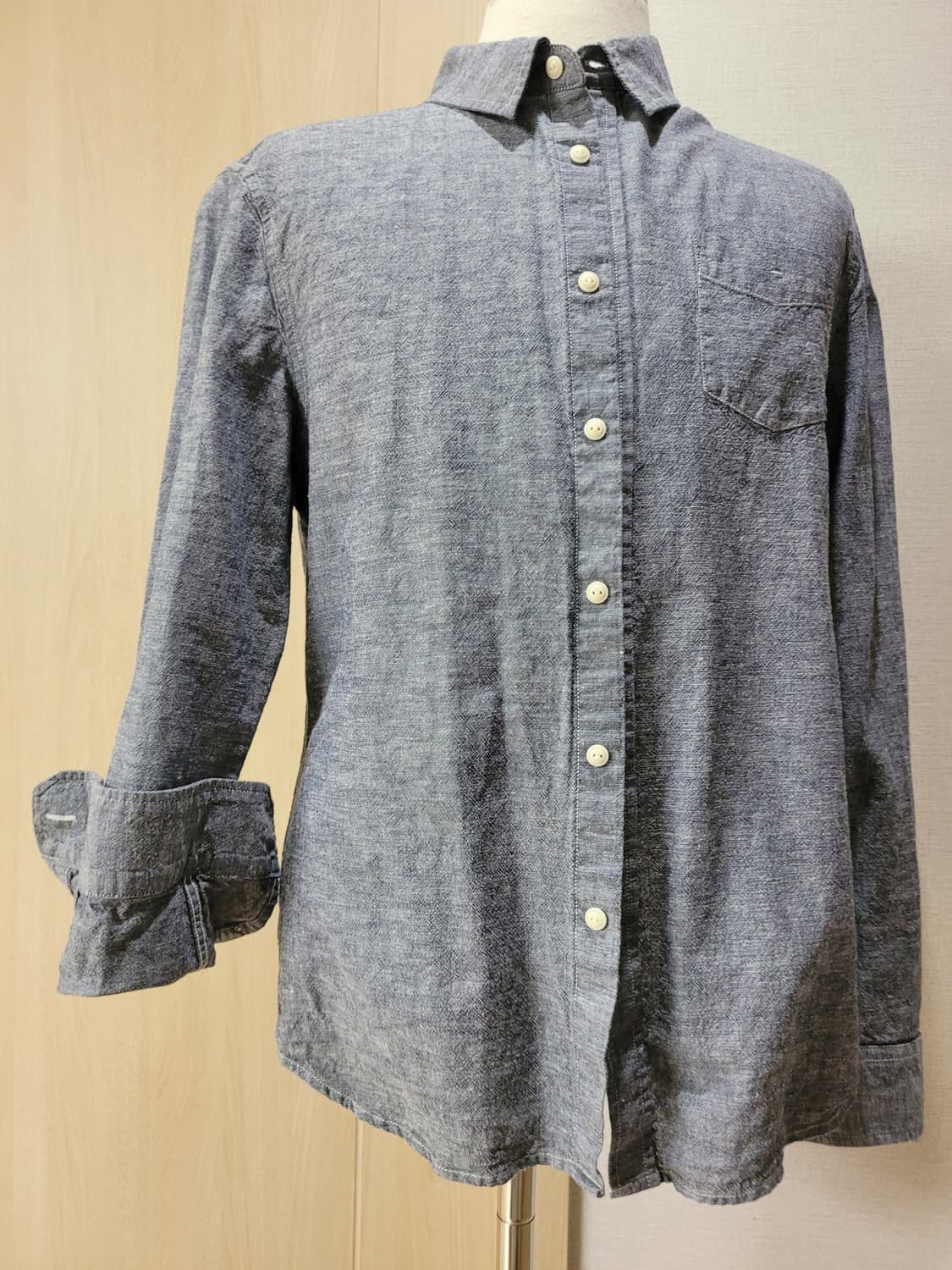 UGIZ 남자 마혼방 셔츠 100 라이트네이비 상품이미지3