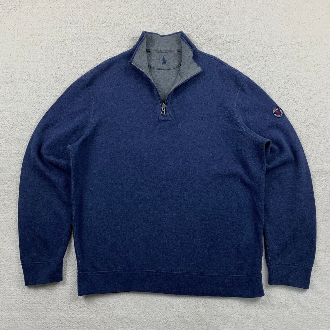 폴로 랄프로렌 패치로고 네이비/그레이 리버시블 쿼터집 니트 상품이미지1