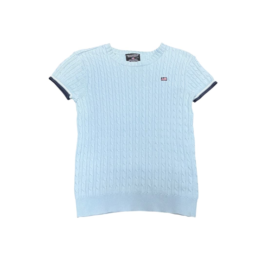 우먼S 폴로 랄프로렌 진스 스카이블루 꽈배기 반팔니트 상품이미지1