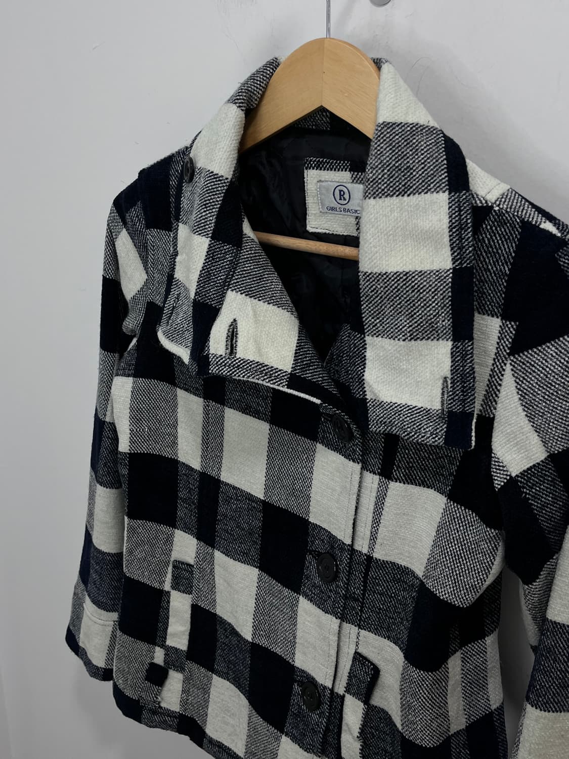 GIRLS BAISIC 체크 버튼 사선 자켓 상품이미지7