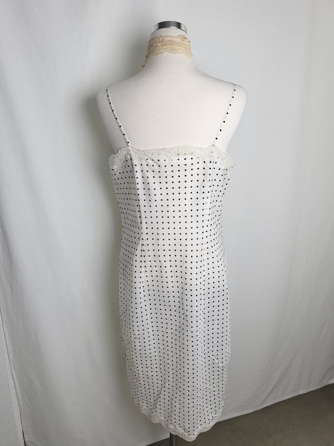 빈티지 화이트 레이스 도트 슬립 원피스 상품이미지2