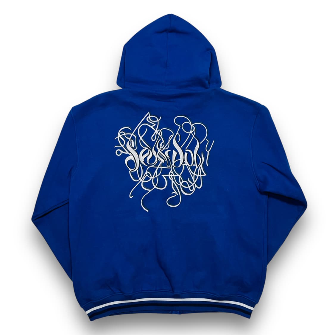 션 존 올드스쿨 힙합 시그니처 로고 블루 후디 집업 상품이미지3