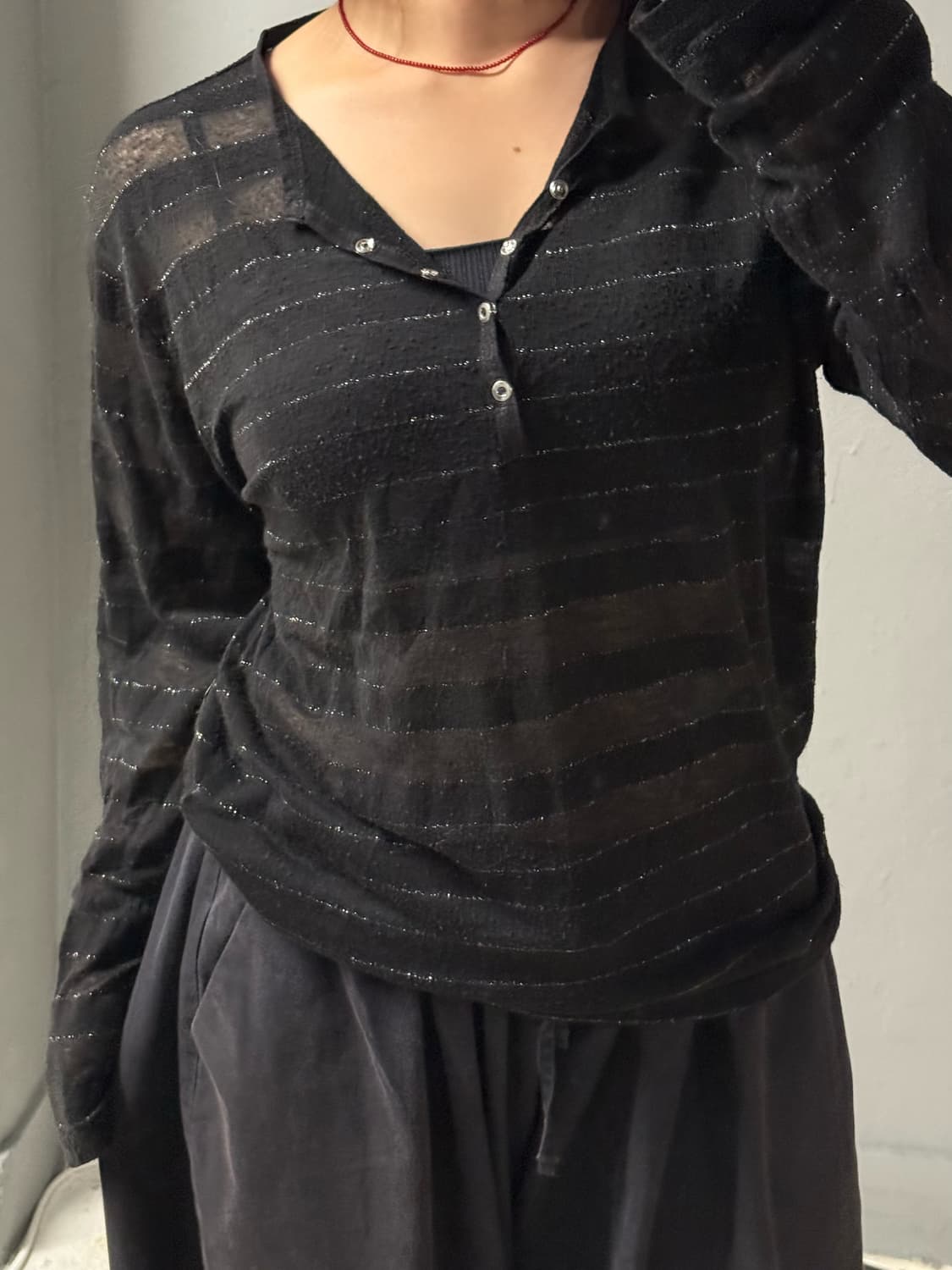 glitter stripe see-through long sleeve 상품이미지3