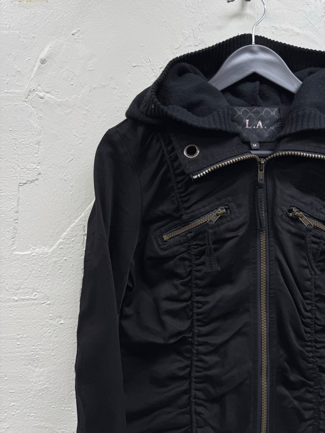 LA 00s y2k shirring hood jacket 상품이미지4