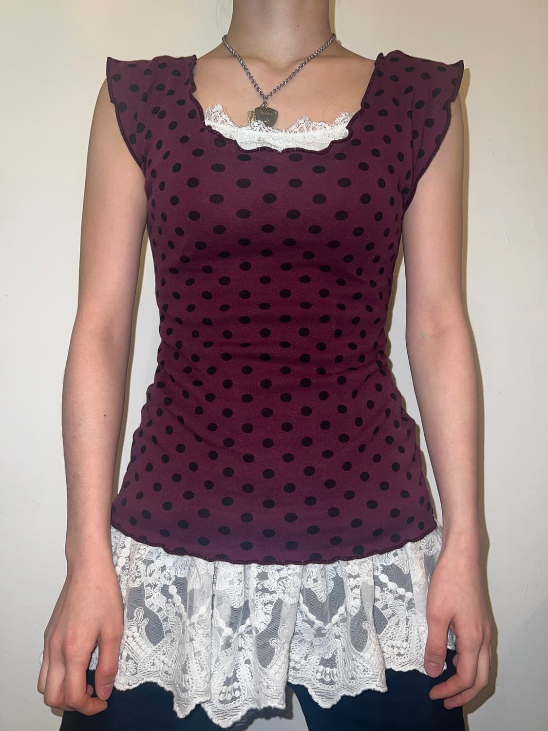 도트 캡 슬리브 탑 상품이미지2