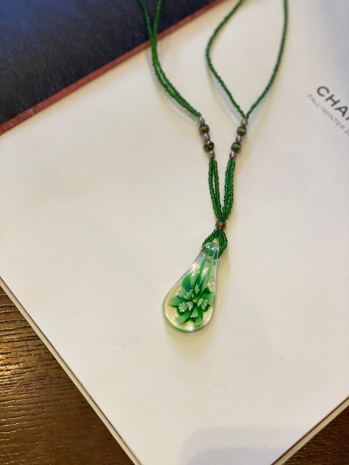 빈티지 그린 드롭 비즈 목걸이 상품이미지1