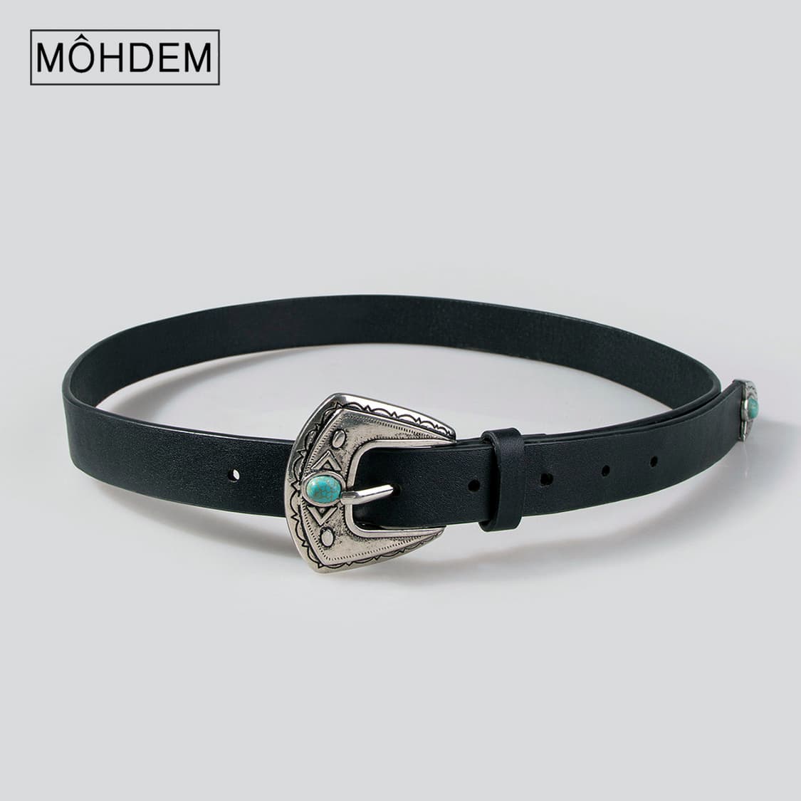 [Unisex] 원석 버클 웨스턴 가죽 벨트 상품이미지2