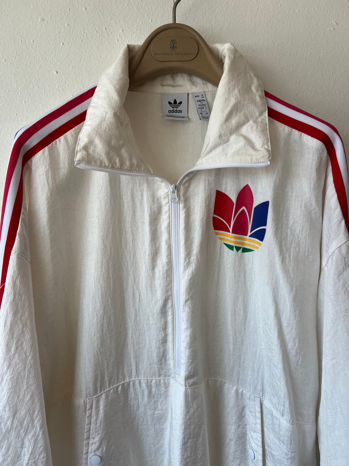 아디다스 여성 아이보리 트레포일 반집업 아노락바람막이  상품이미지1