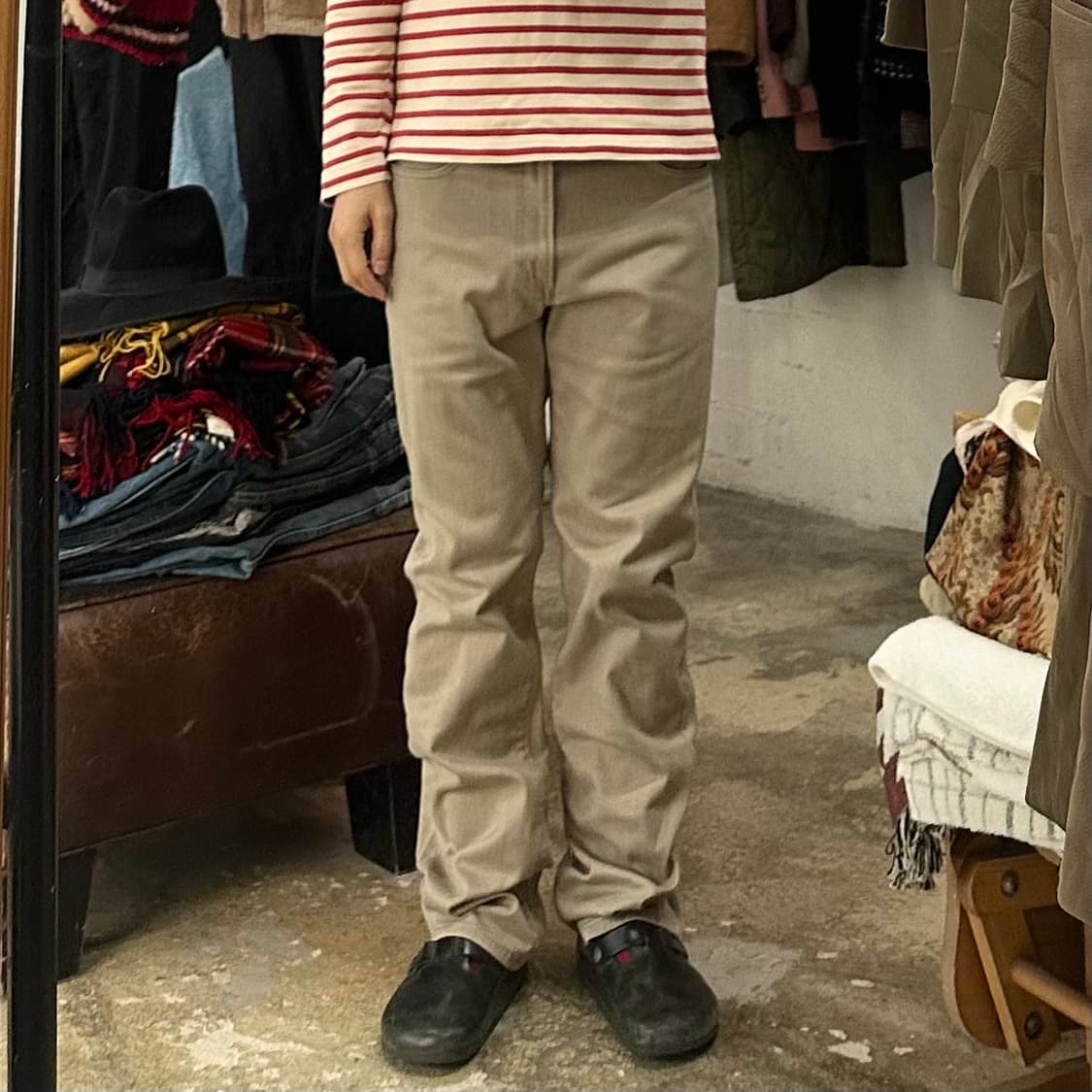 (착용컷) Wrangler 베이지 진 (남성용 33) 상품이미지3