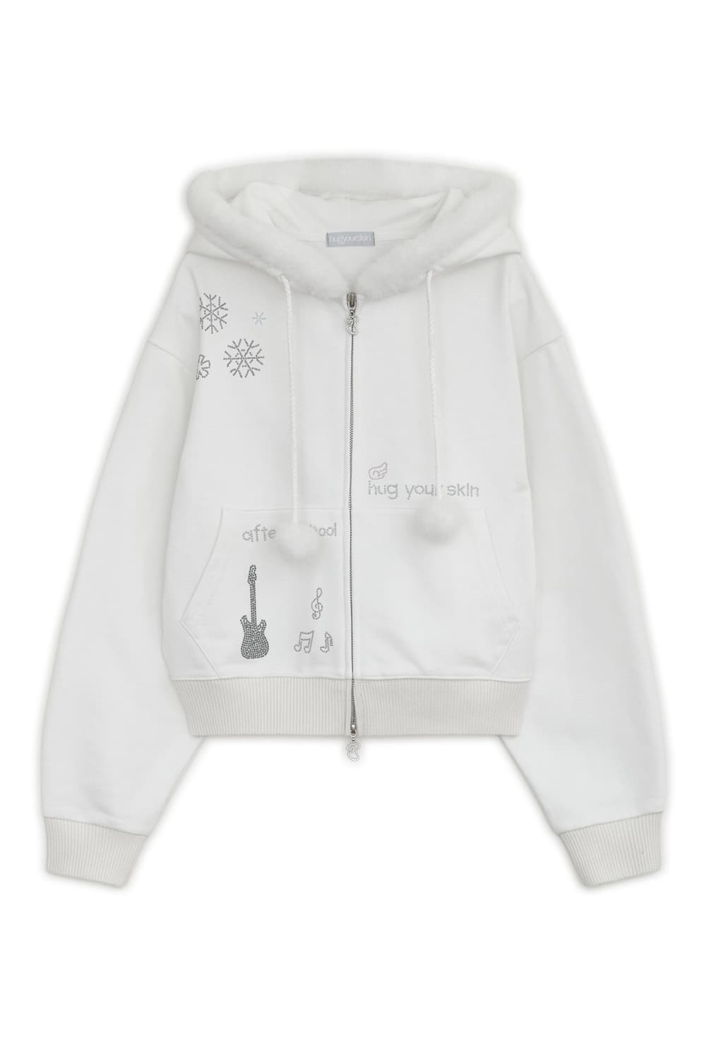 허그유어스킨 Hotfix fur hoodie zip-up (White) 상품이미지3