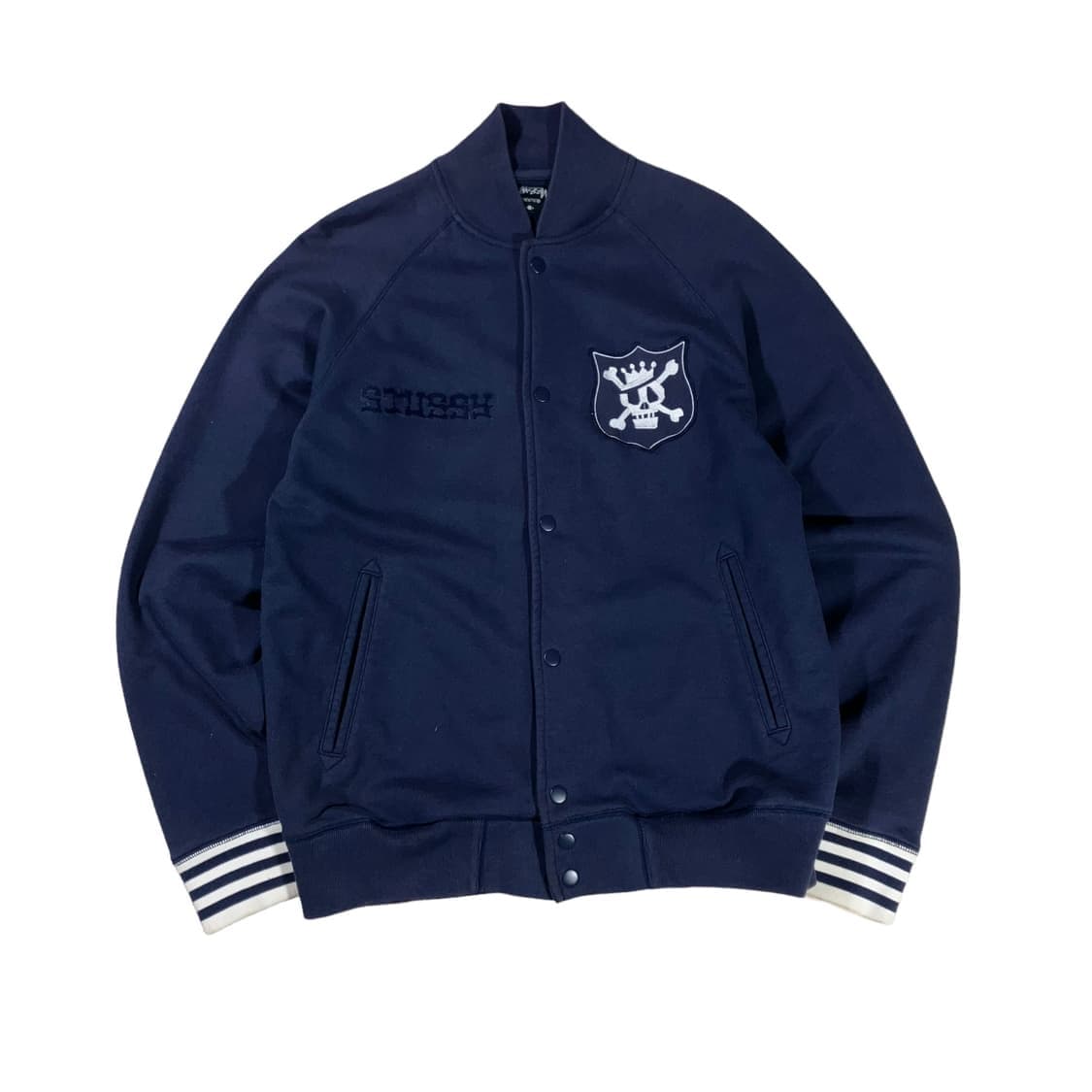 Stussy Skull Patch 스웨트 스타디움 재킷 네이비 상품이미지1
