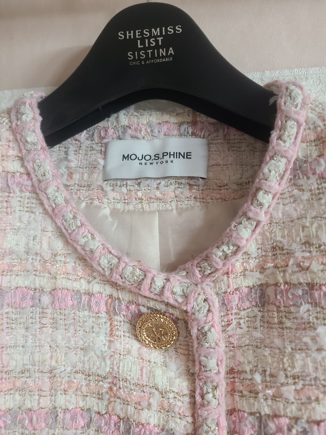 MOJO.S.PHINE 핑크 트위드 자켓 55 상품이미지7