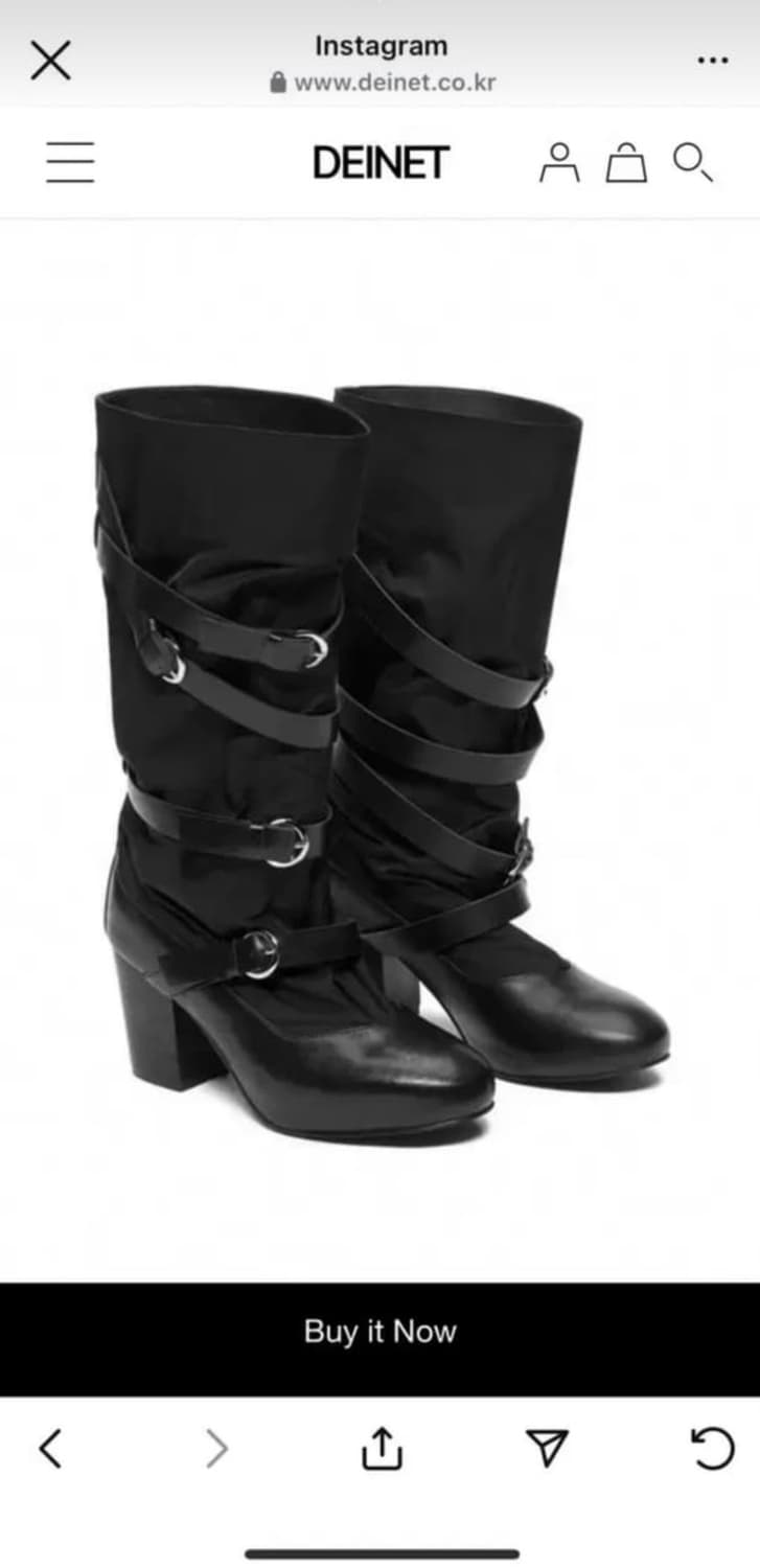 DEINET 다이닛 버클 장식 힐 부츠 블랙 상품이미지1