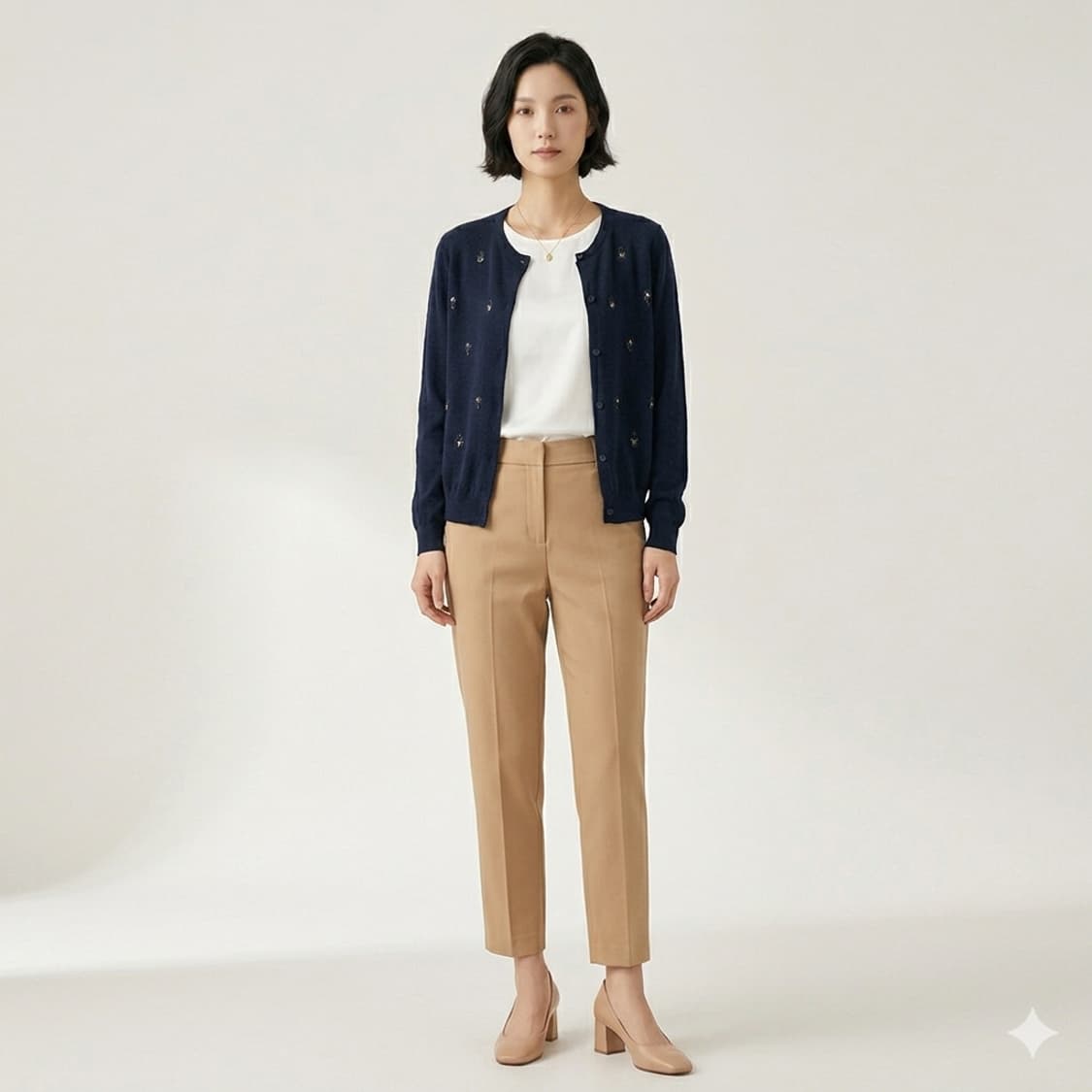 💙 빈폴 네이비 비즈 포인트 니트 가디건 90 (55~슬림66) | 단 상품이미지3