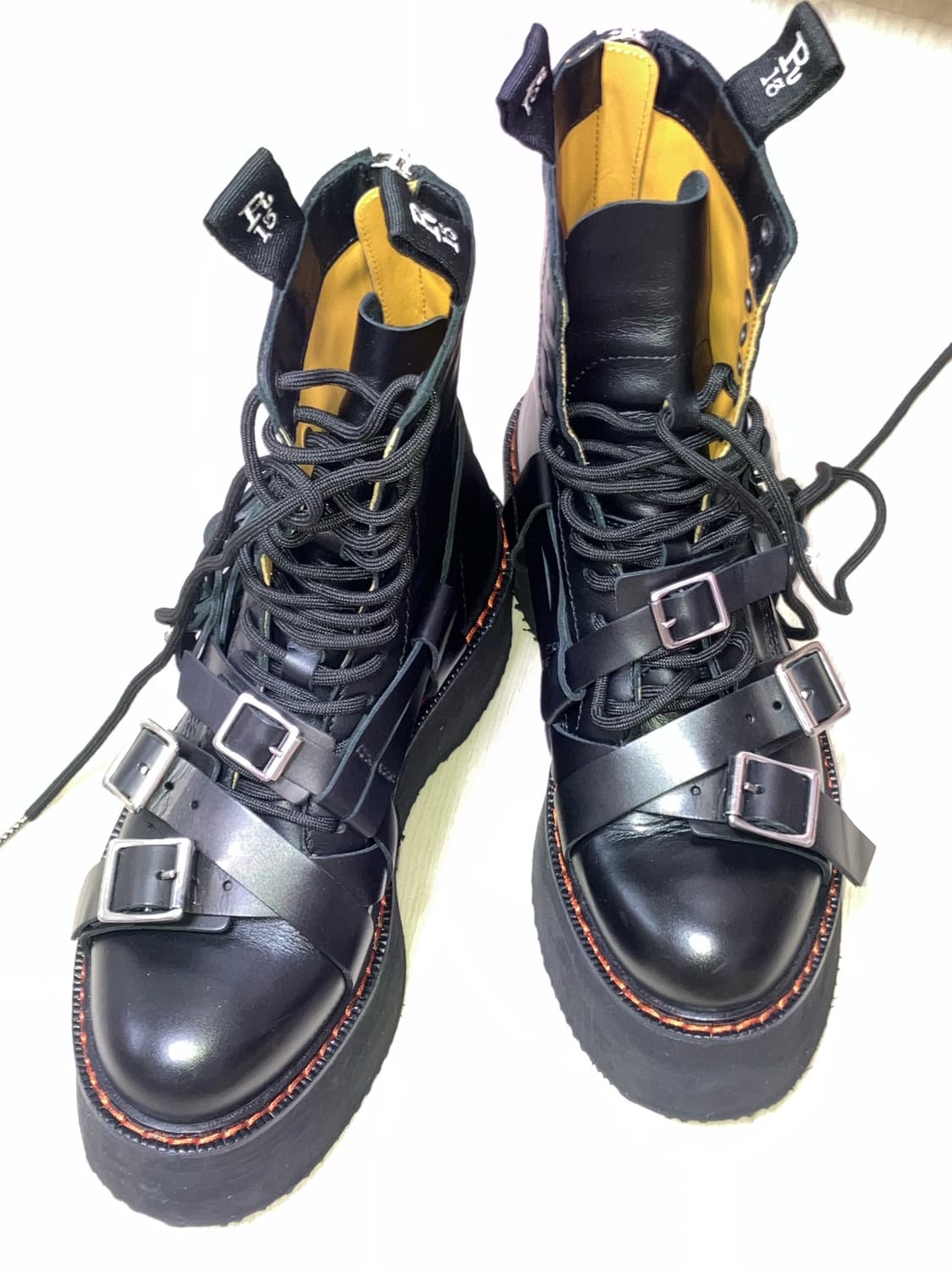 R13 블랙 스트랩 더블 스택 부츠 240 상품이미지3