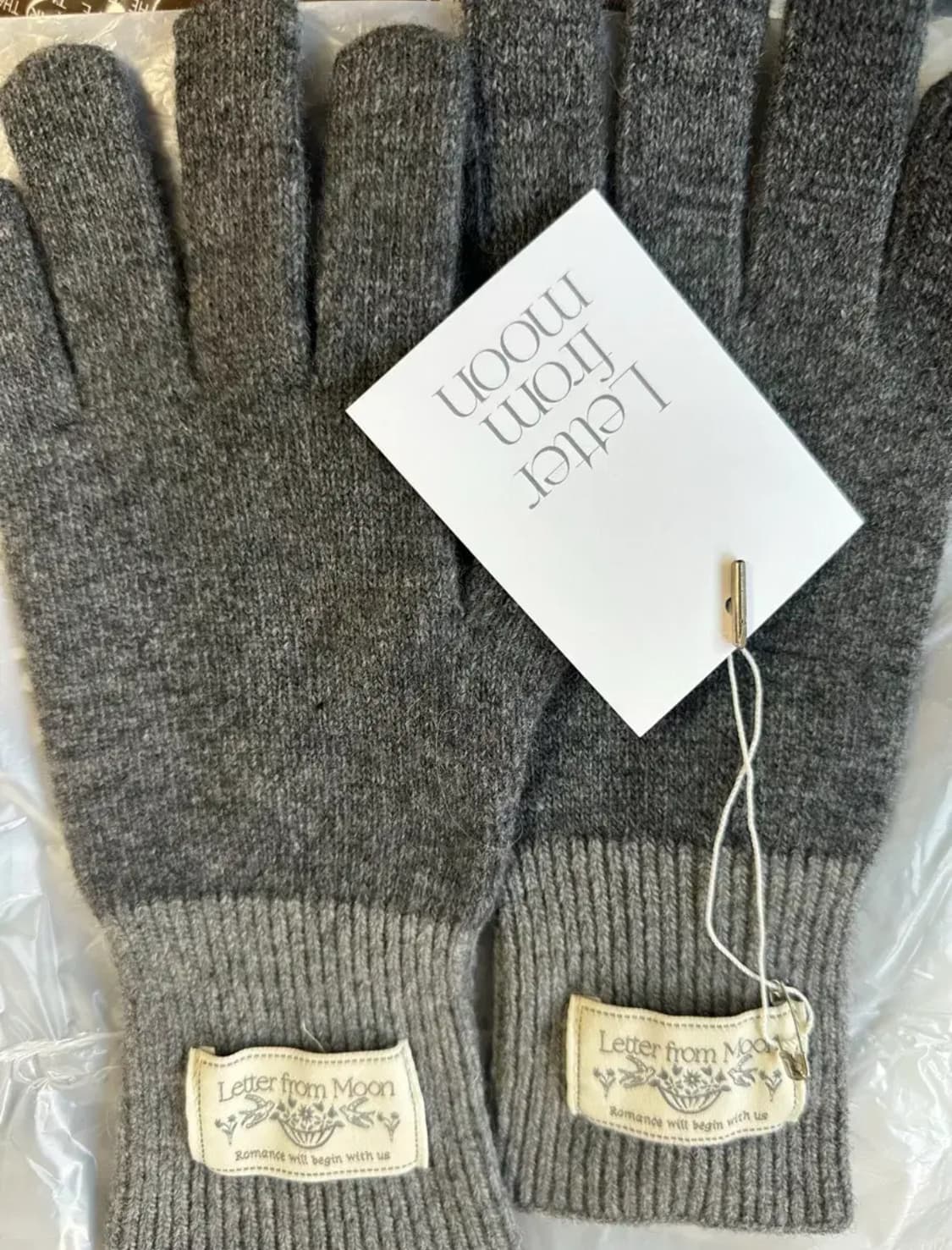 (새상품) 레터프롬문 베니 홀가먼트 울 니트 장갑 그레이 상품이미지2