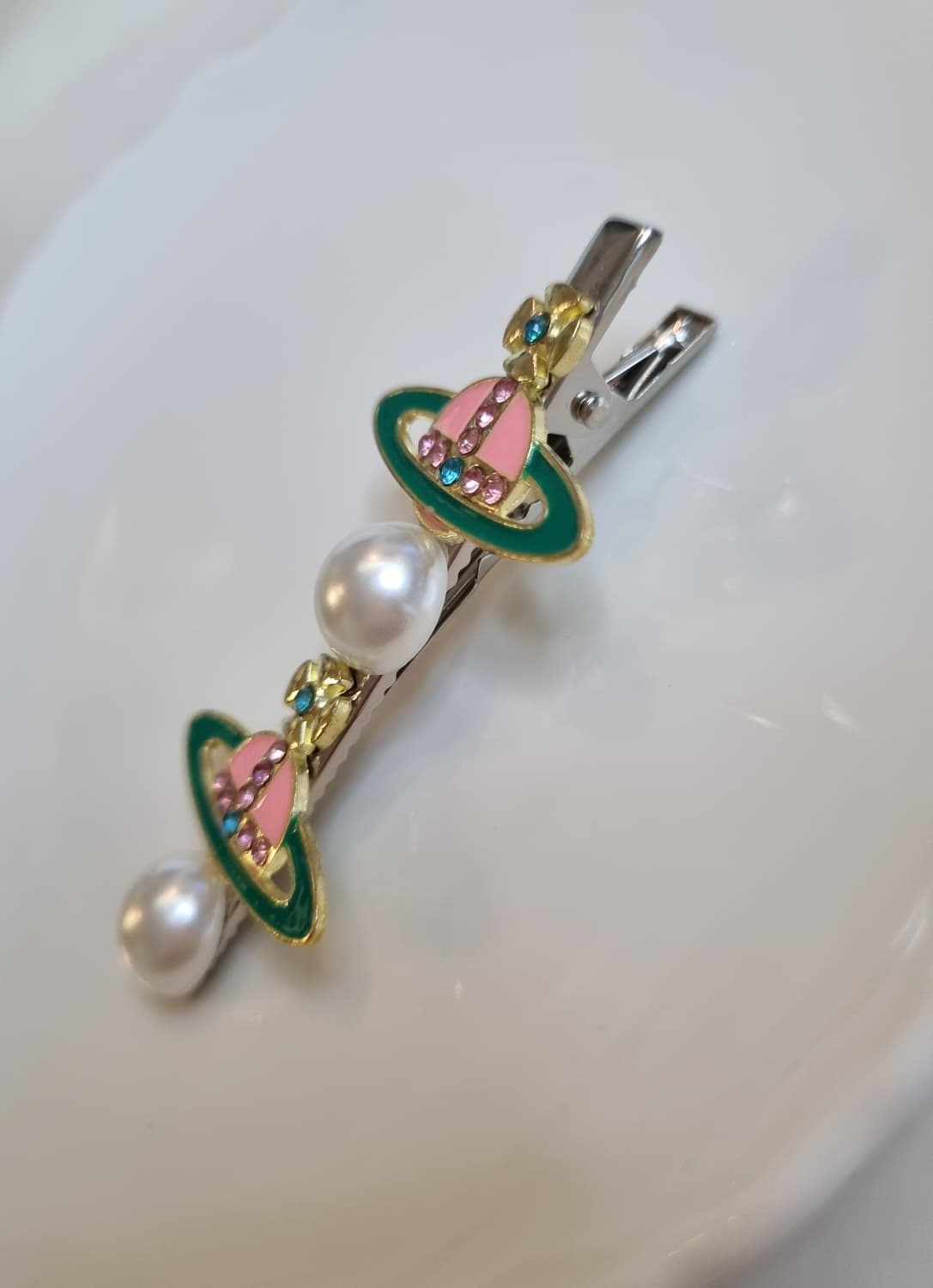 비비안웨스트우드 업사이클링 헤어클립 그린 상품이미지3