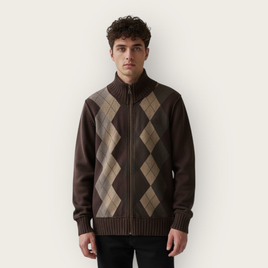 L/ 돌체앤가바나 아가일 백패치 니트 집업 상품이미지1