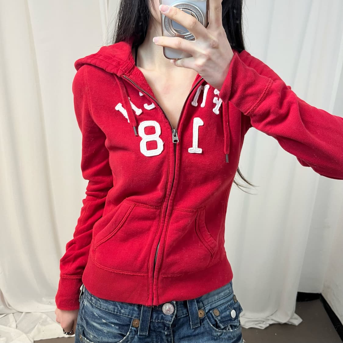 Abercrombie red zip-up hoodie 상품이미지2