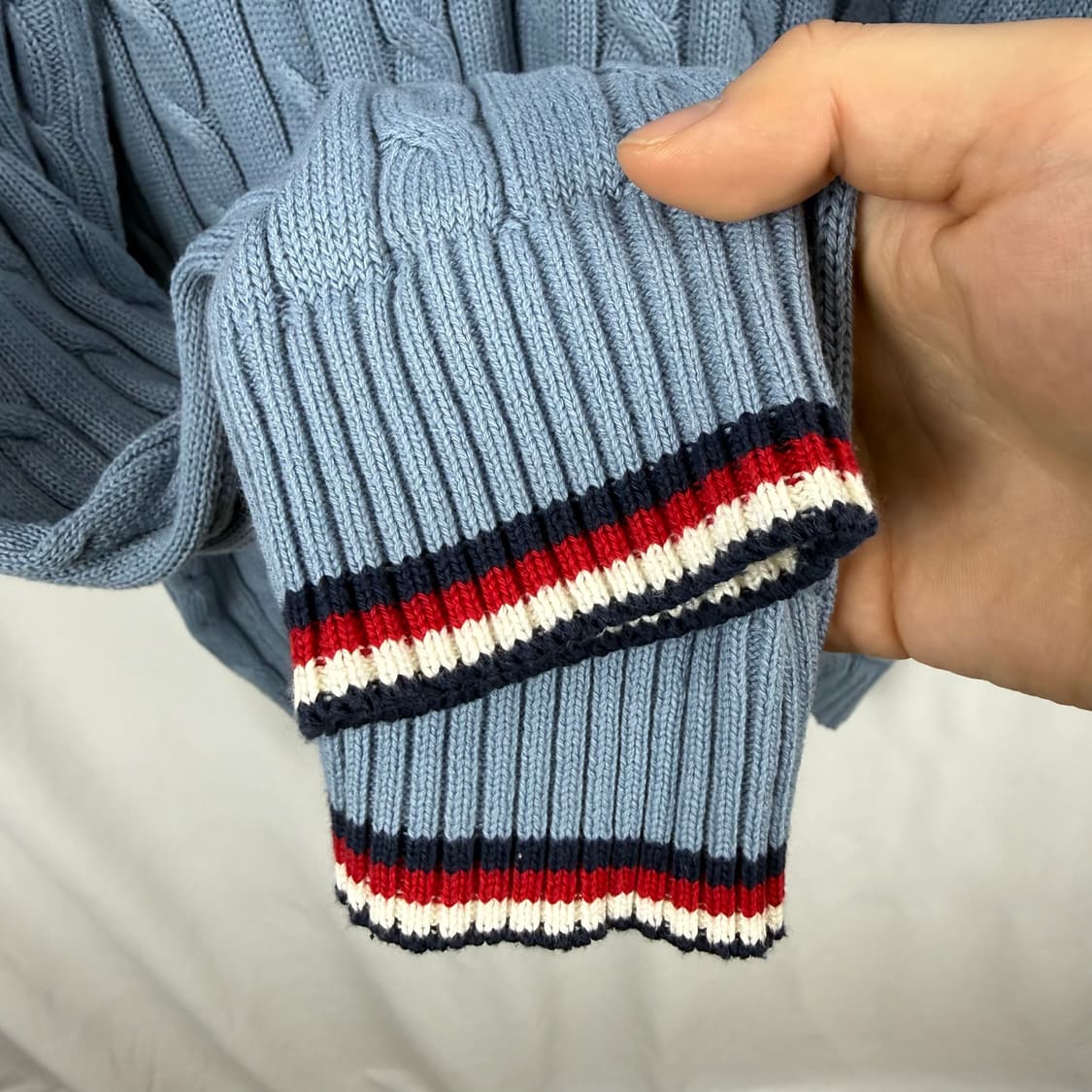 (2XL) 타미힐피거 케이블 꽈배기 니트 스카이블루 상품이미지4