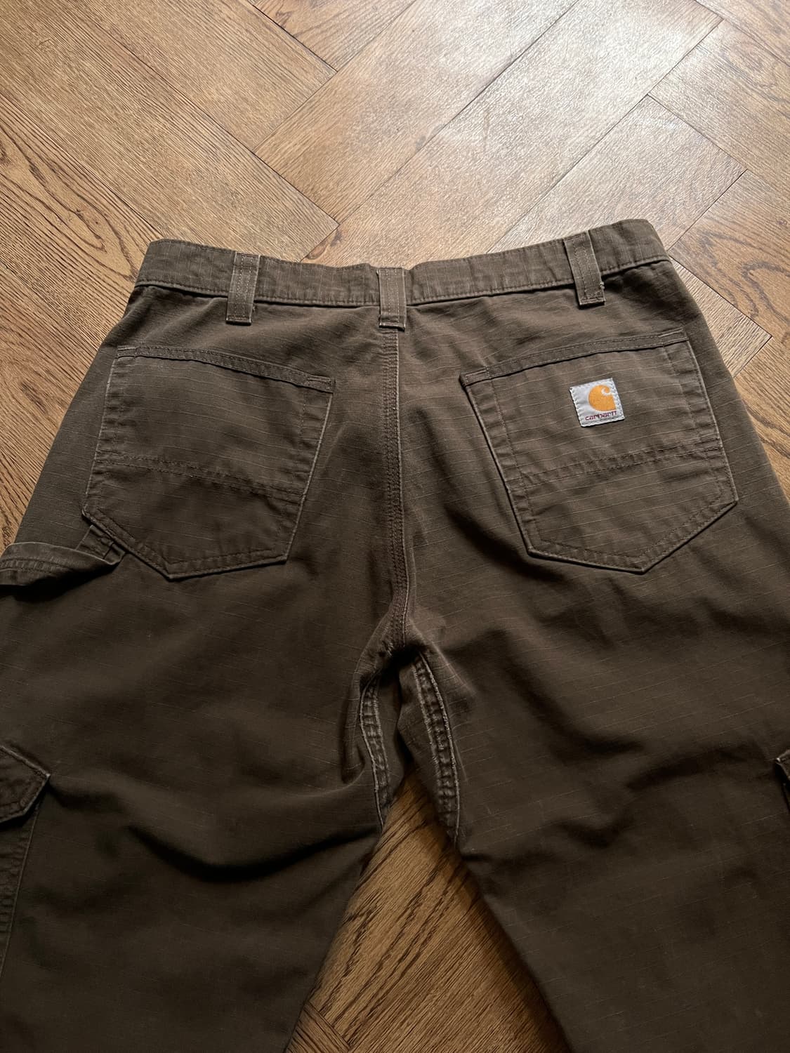[33]칼하트 USA 빈티지 워싱 다크커피 립스탑 더블니 워크 카고 팬츠 상품이미지7