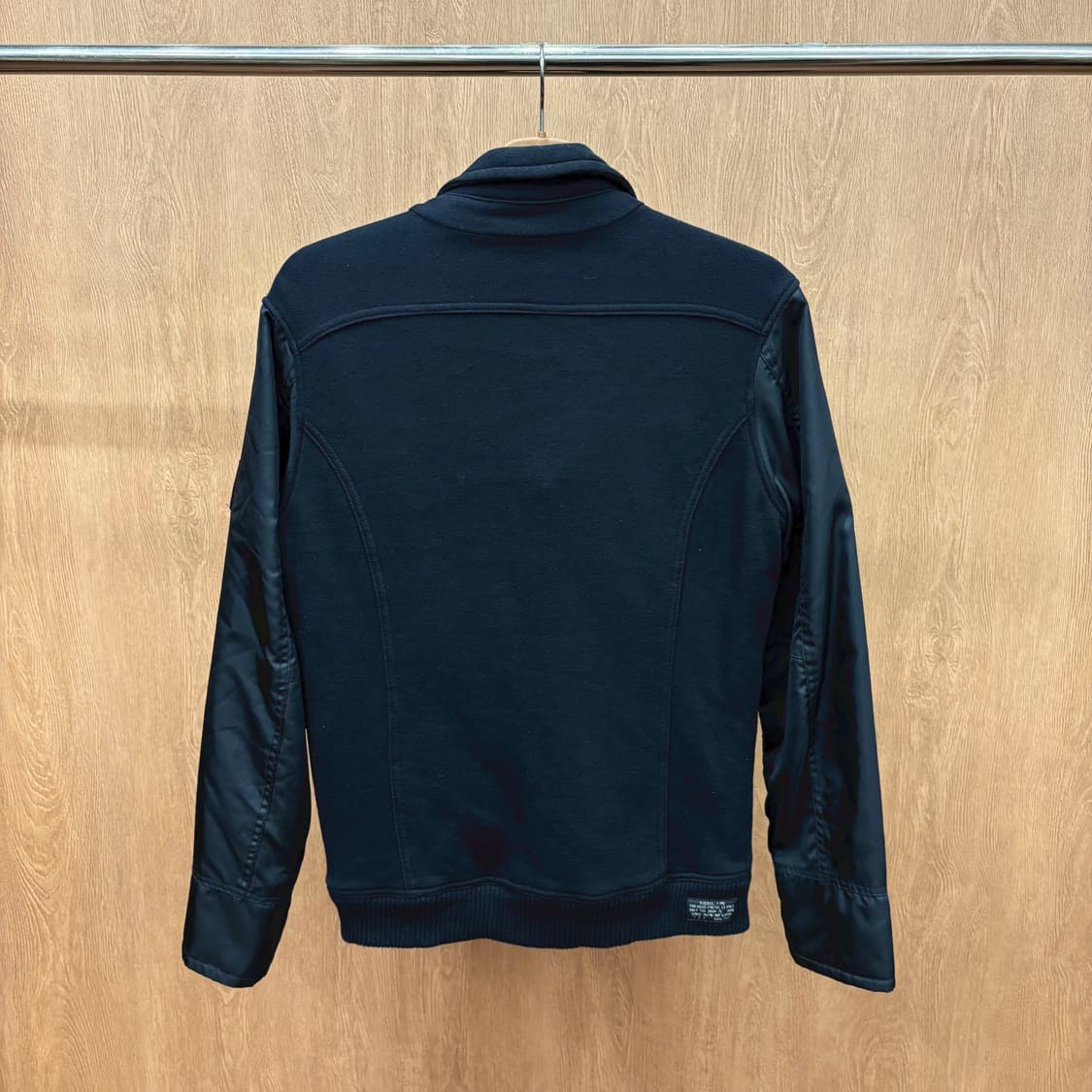 디젤 바이커 블루종 자켓 언발란스 집업 나일론 배색 슬리브 디테일 블랙 상품이미지3