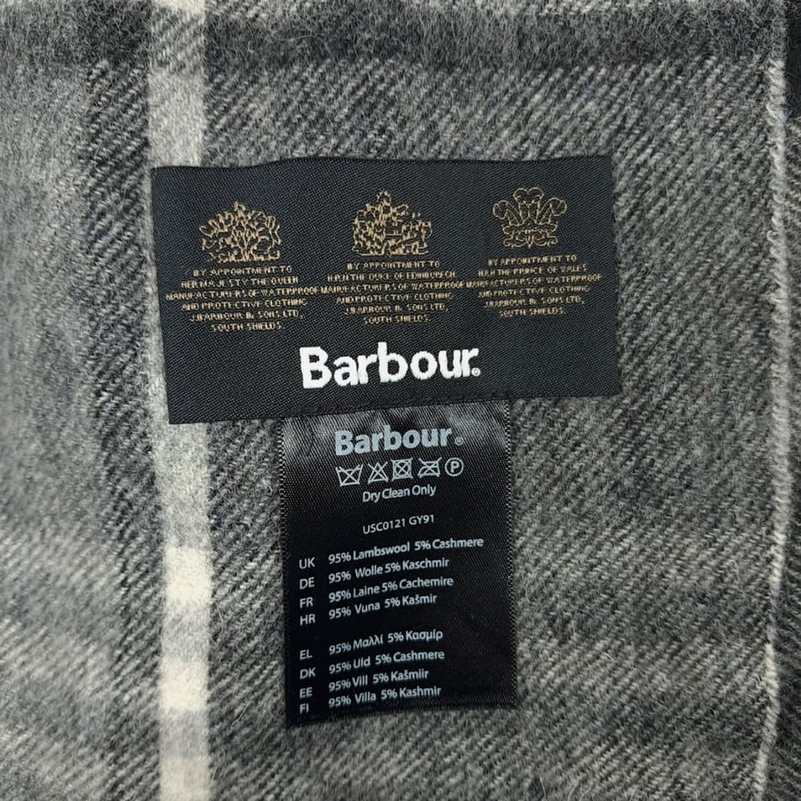 (MZ823)바버 블랙 타탄체크 램스 캐시 혼방 목도리 머플러 상품이미지4