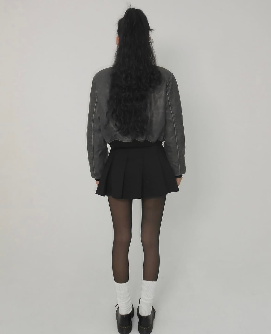 [차콜블랙]페일제이드 레더 패디드 봄버 자켓 패딩 가죽패딩자켓 상품이미지6