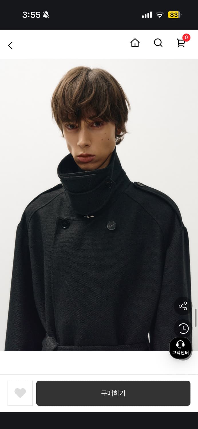 노이어 울 트위드 오버핏 트렌치 코트 블랙 50 상품이미지4