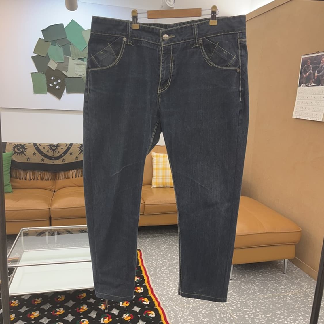 에비수 백포켓 레트로 로고 빅사이즈 데님팬츠 37인치 C08352 상품이미지3