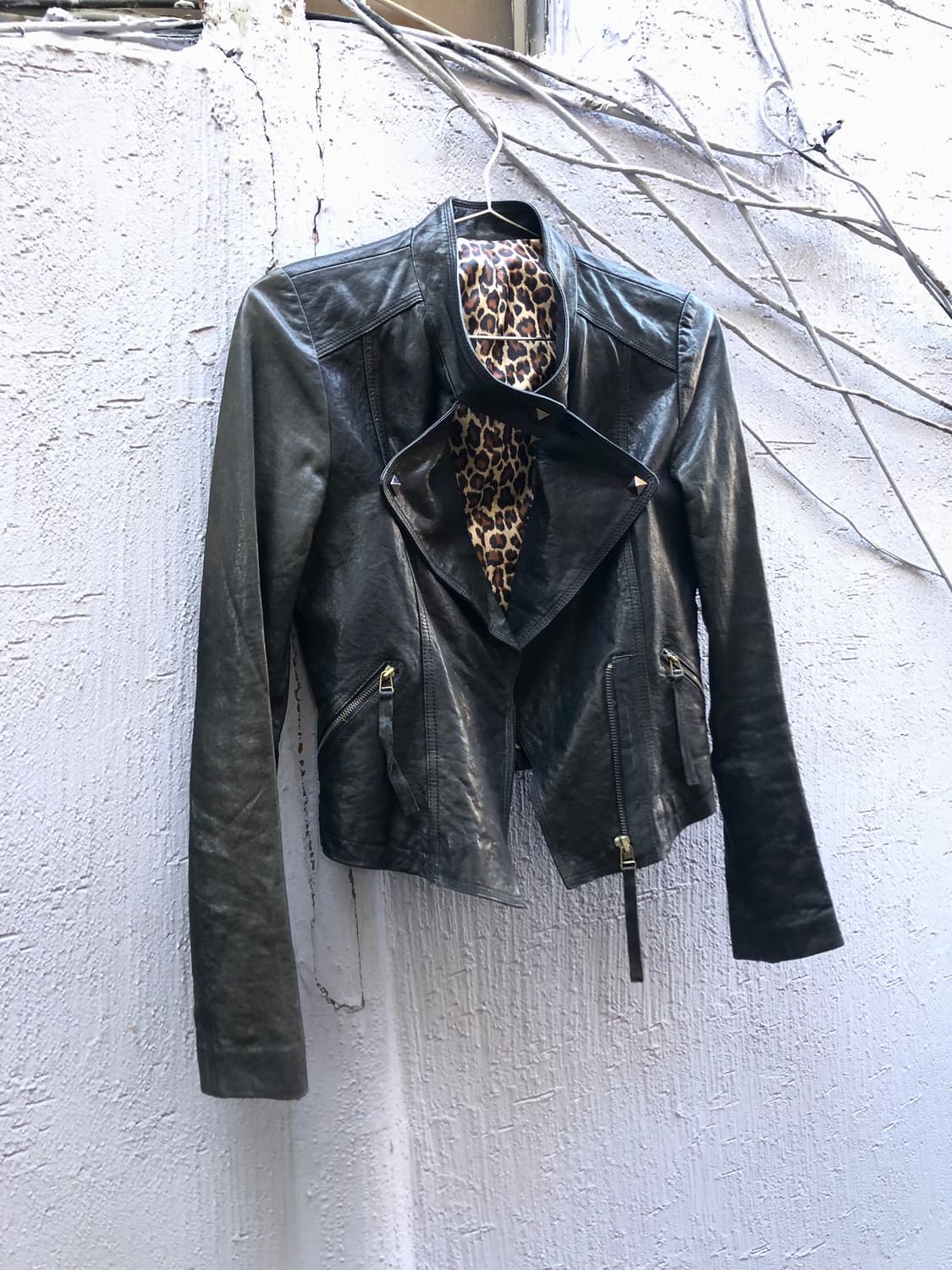 lambskin leopard lining rider jacket 상품이미지1
