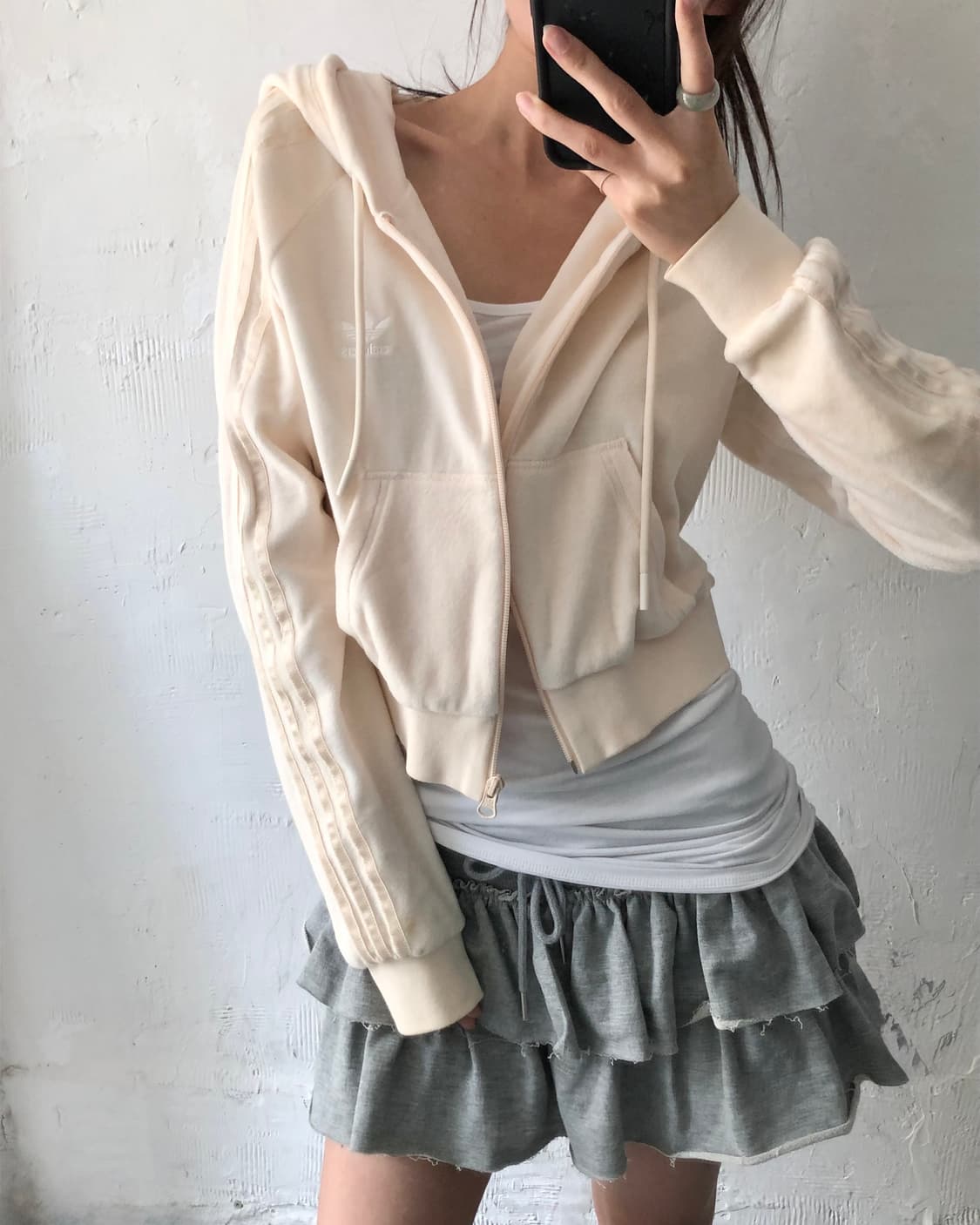 Adidas 아디다스 베이비핑크 컬러 테리 크롭 후드집업  상품이미지2