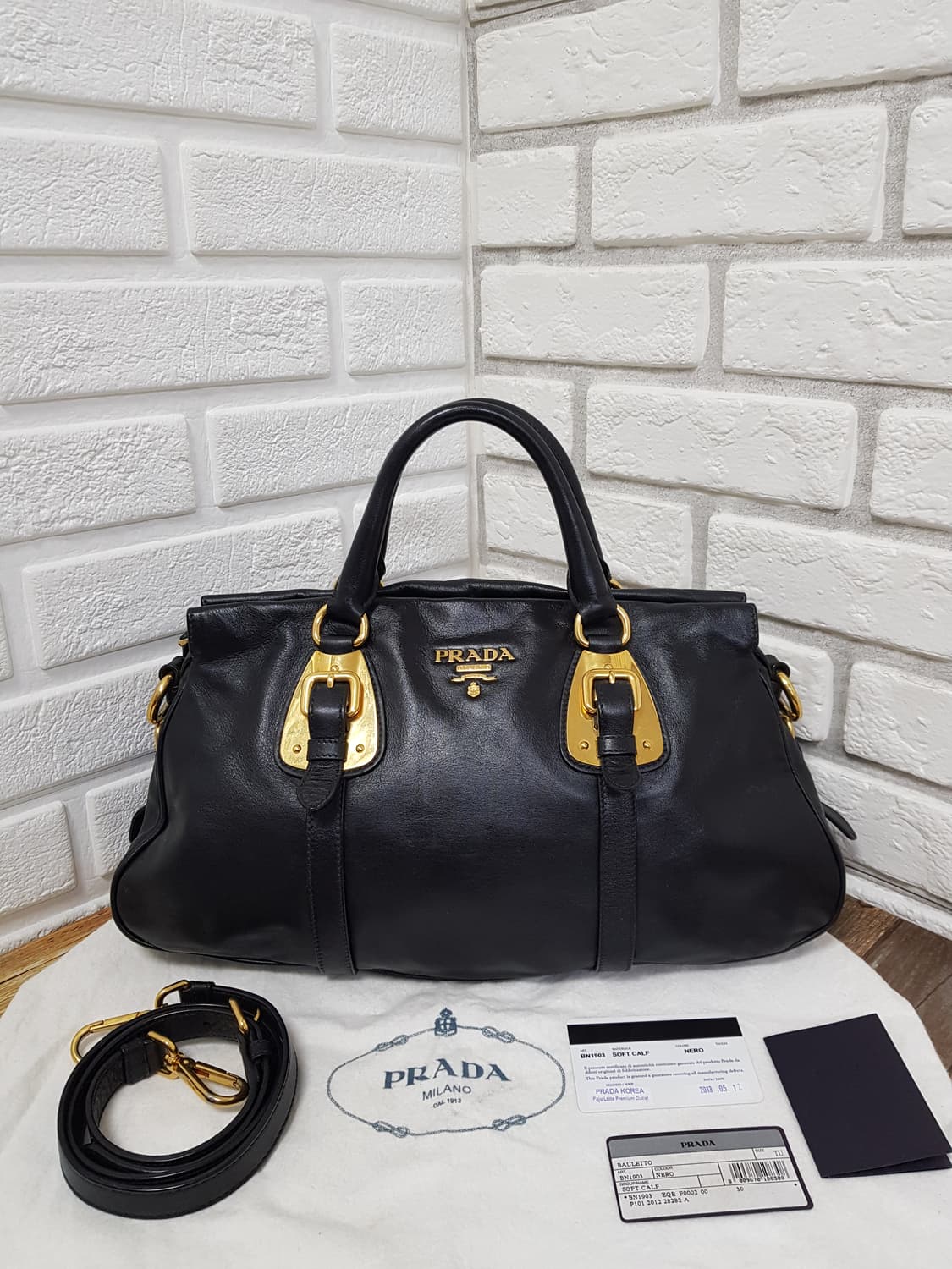 [정품] 프라다 BN1903 소프트카프 2way백 블랙 상품이미지2