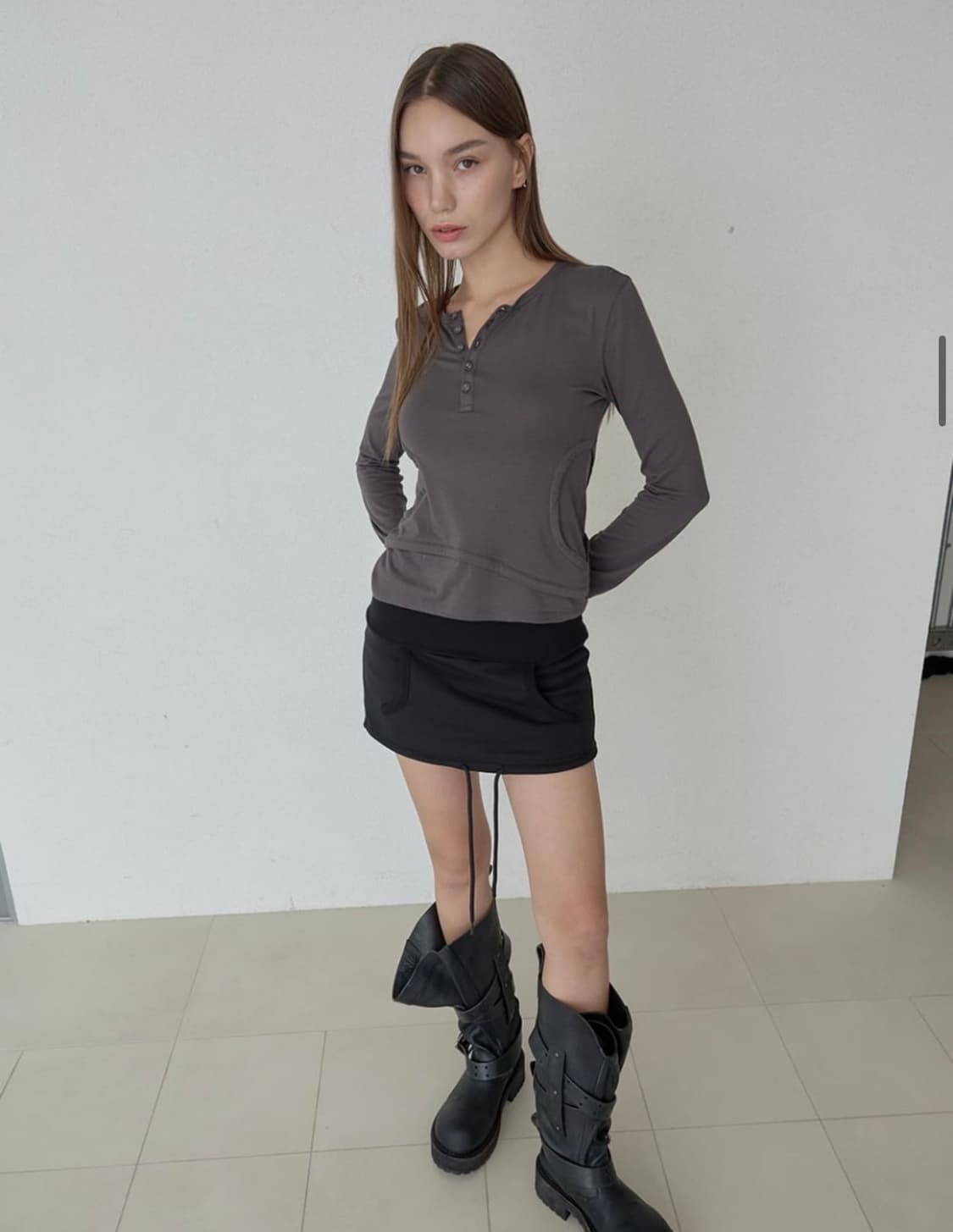 후디 파우치 스커트 - 블랙 상품이미지1