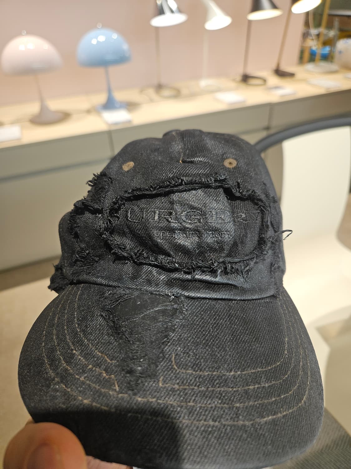 써저리 디스트로이드 데님 캡 블랙 데님모자 상품이미지2