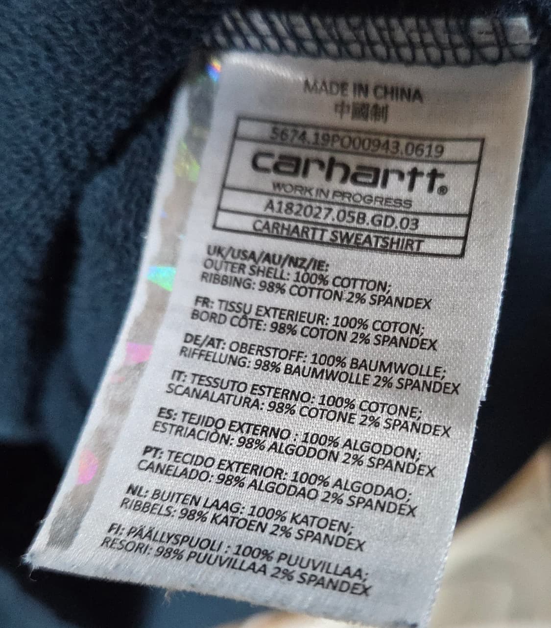 (착샷) 칼하트 WIP 맨투맨 피그먼트 스웻 티셔츠  상품이미지5