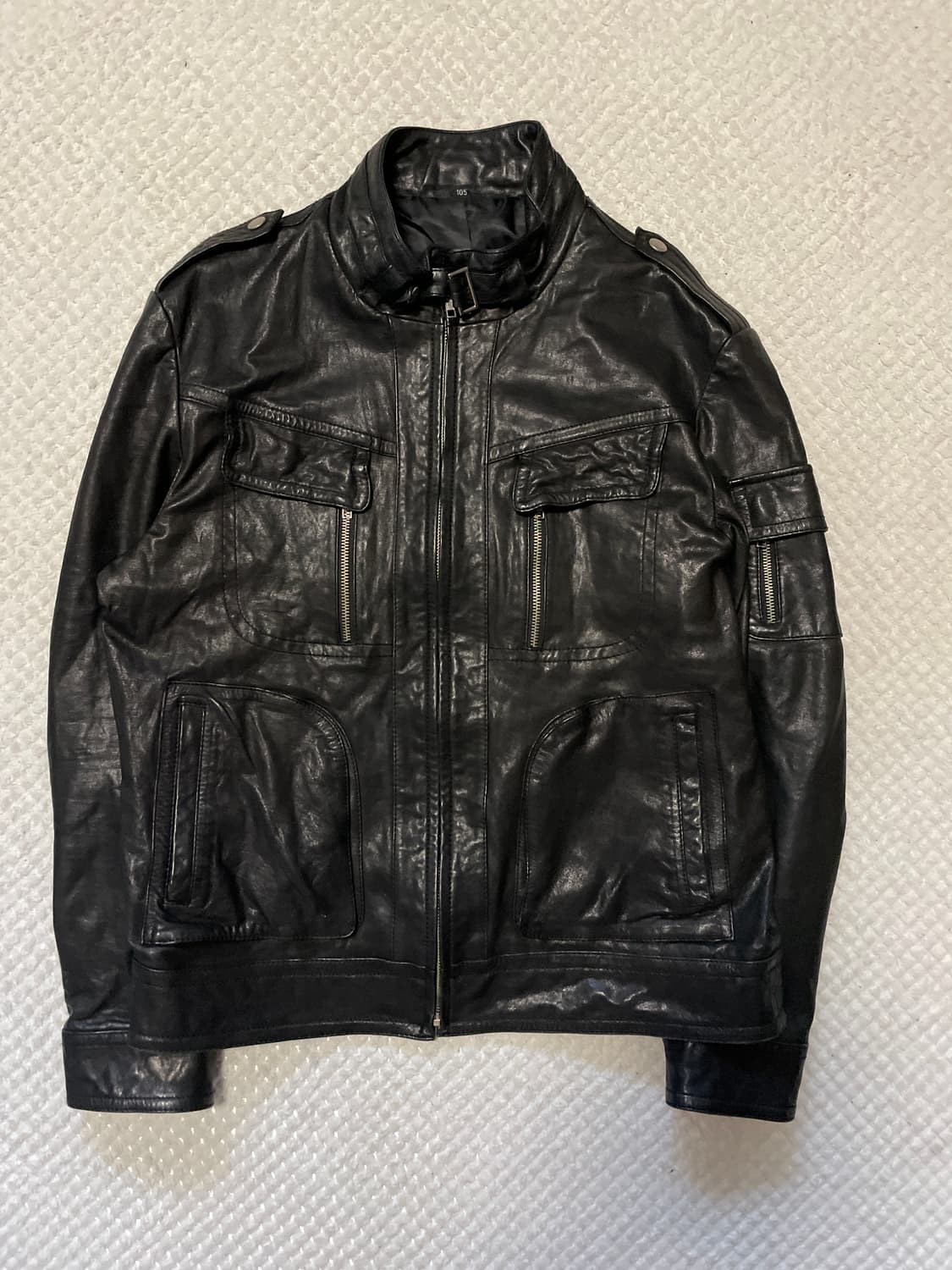 광희시장 웨스턴 무드 램스킨 양가죽 절개 포켓 레더 자켓 상품이미지3